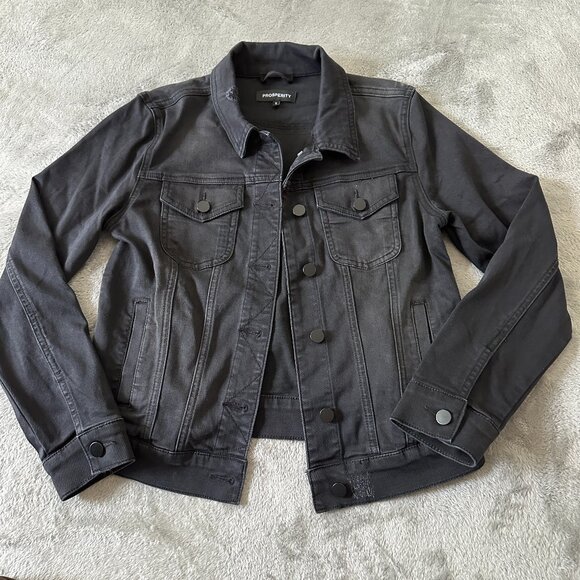 Prosperity Stretch Denim Jacket Women's SMALL Washed Black - Picture 1 of 6